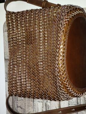 Andar The June Woven Brown Leather Crossbody Bag